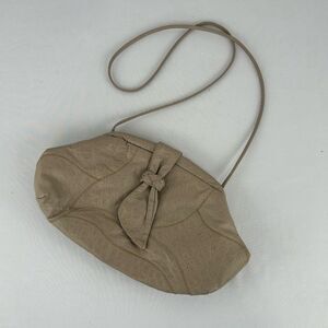 Vintage Genuine Leather Tan Dumpling Crossbody Bag